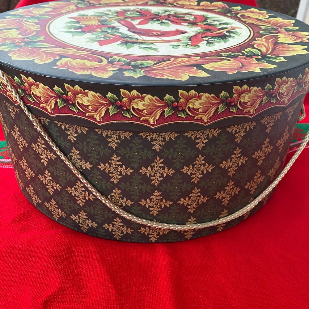 BEAUTIFUL! Pamela Gladding 16” Round‎ Christmas Gift~Storage Box with Lid